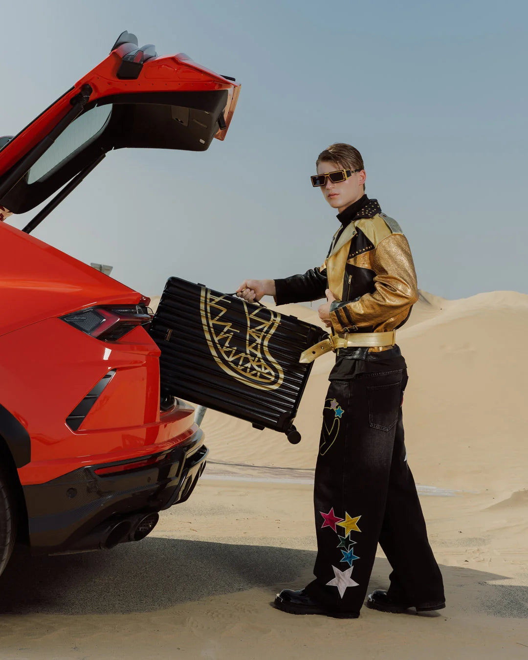 THAT GOLD DRAP LARGE HARD LUGGAGE
