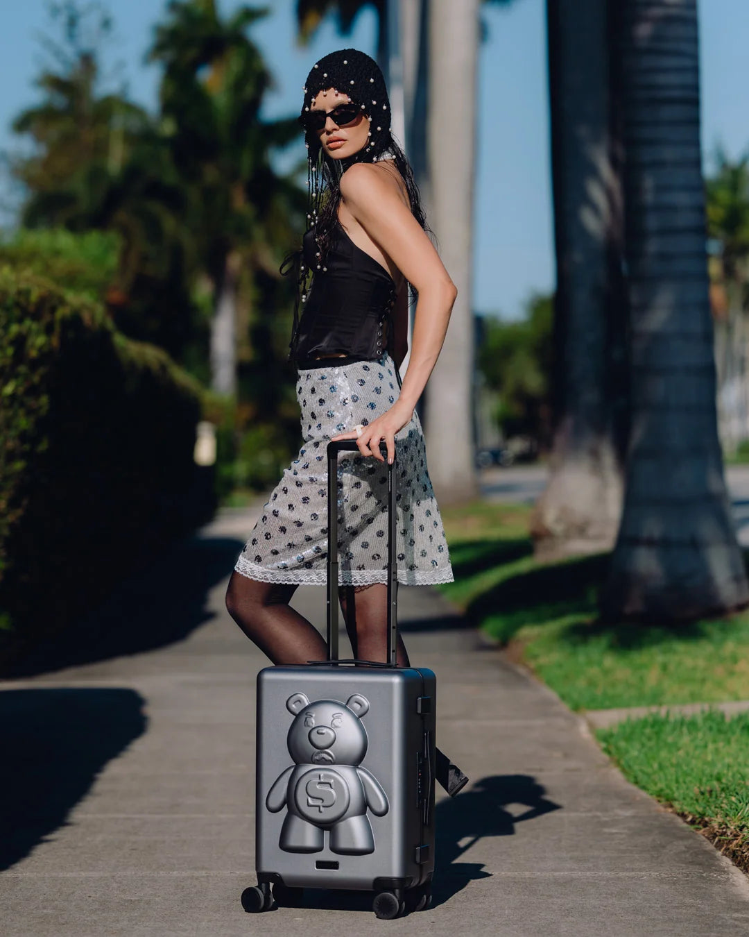 MONEYBEAR MOGUL GUNMETAL CARRY-ON LUGGAGE
