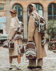 CREAM AND BROWN TEAR CHECK MINI DUFFLE