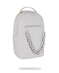 LONDON FASHION WEEK WHITE LEATHER CHAIN DLXSV BACKPACK