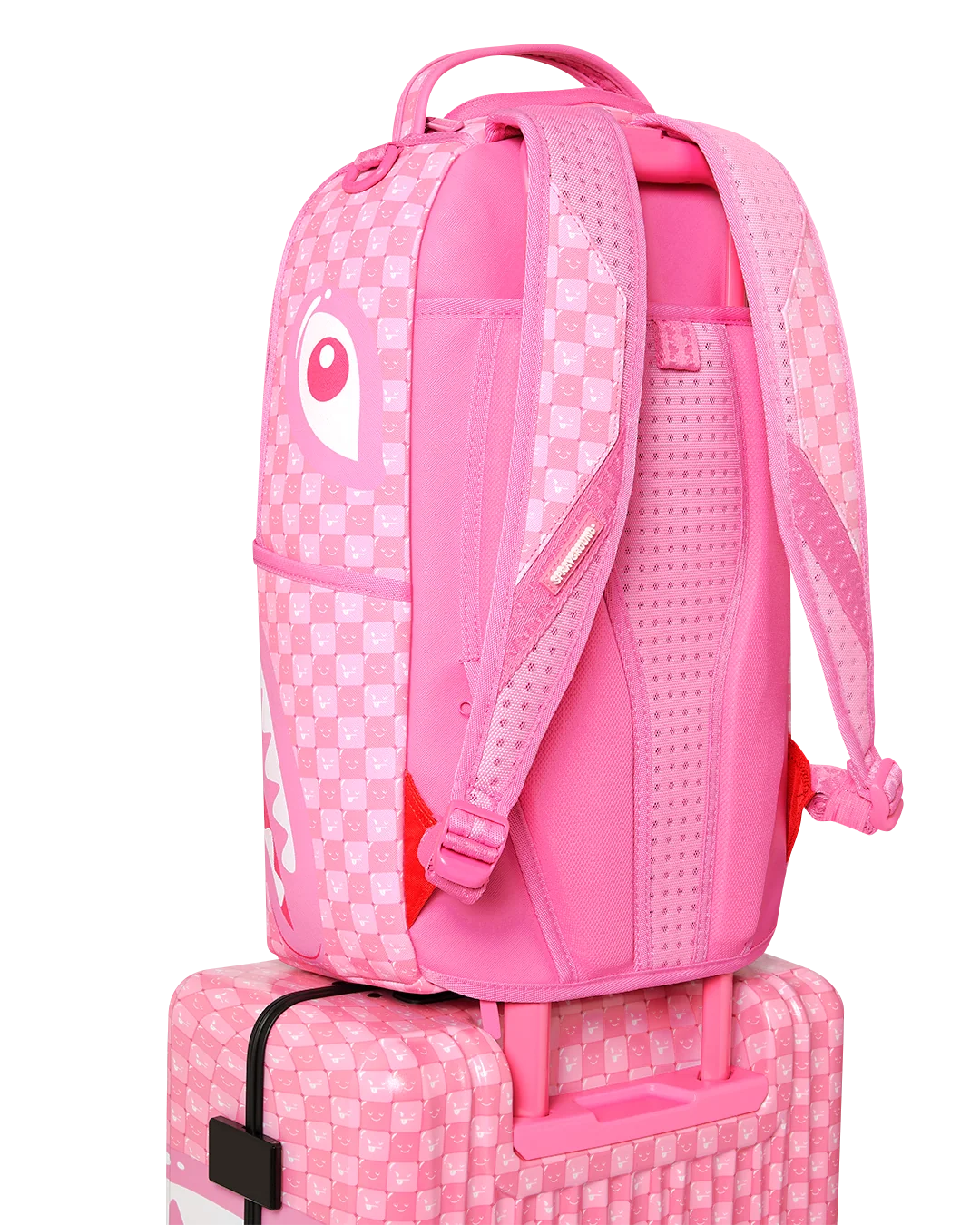 PINK CHECK TOON SHARK CARRY-ON LUGGAGE