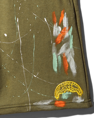 PAINT SPLAT KNIT SHORTS ARMY GREEN