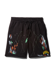 PAINT SPLAT KNIT SHORTS BLACK