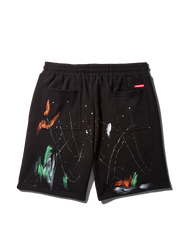 PAINT SPLAT KNIT SHORTS BLACK
