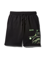 LONG SHORTS WITH MONEY PRINT BLACK