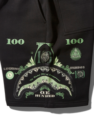 LONG SHORTS WITH MONEY PRINT BLACK