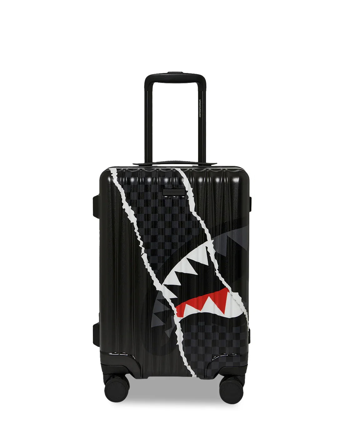 BLACK CHECK DIAGONAL TEAR CARRY-ON LUGGAGE