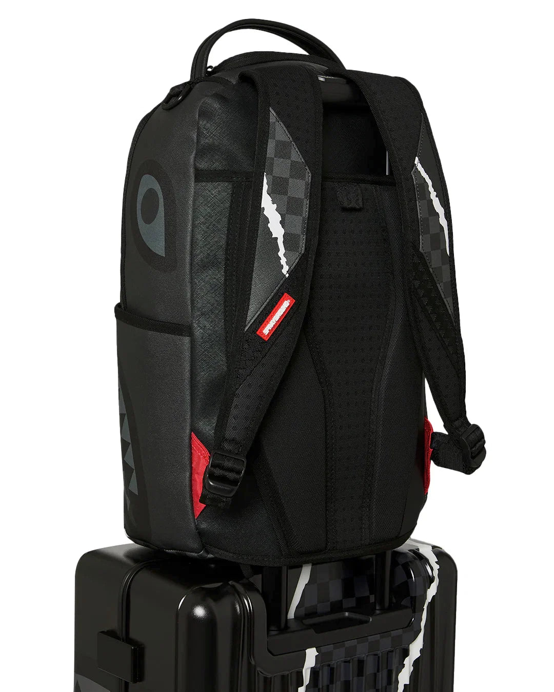 BLACK CHECK DIAGONAL TEAR CARRY-ON LUGGAGE