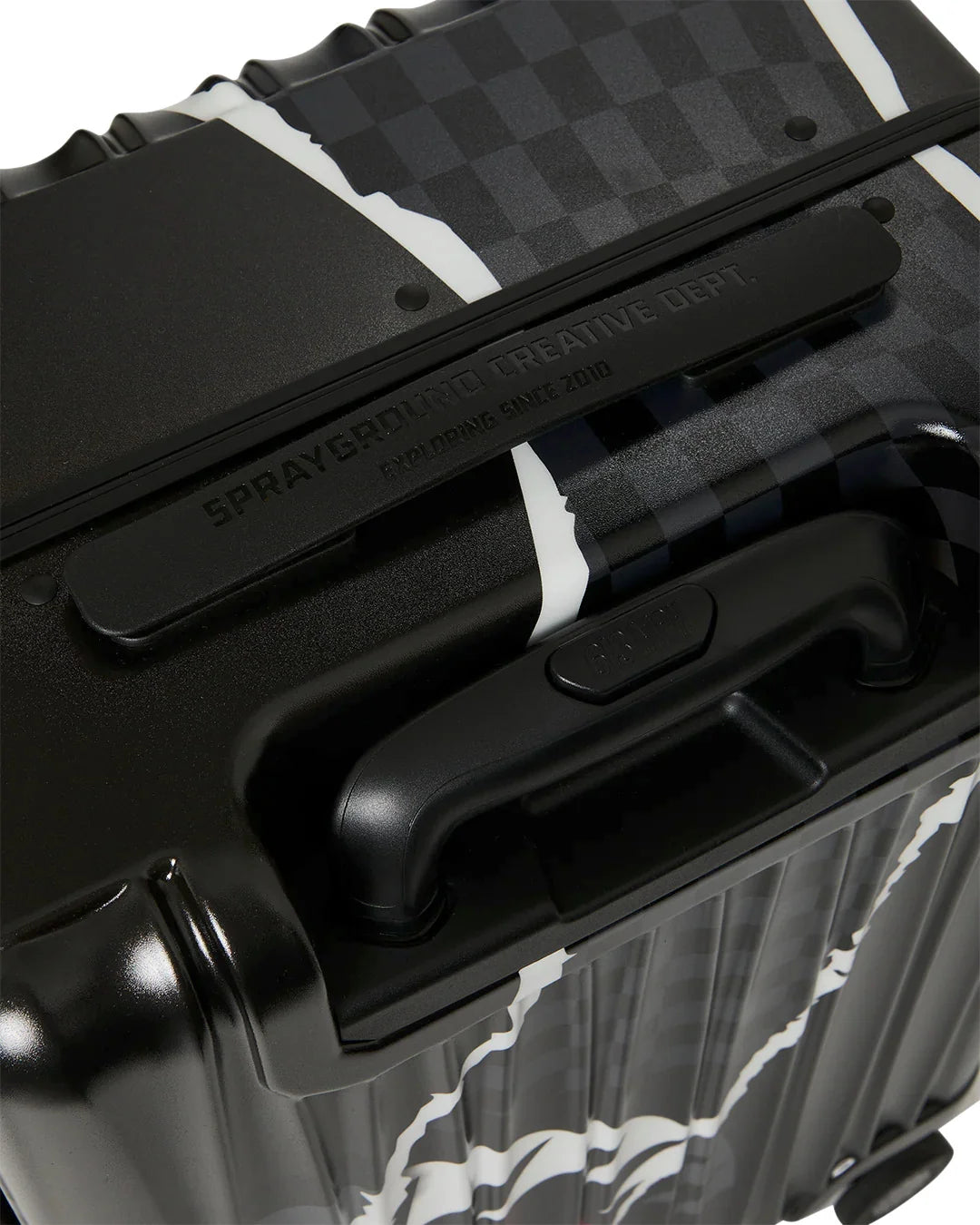 BLACK CHECK DIAGONAL TEAR CARRY-ON LUGGAGE