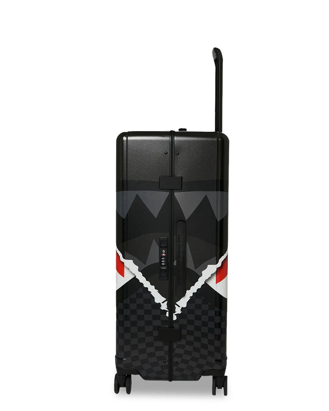 BLACK CHECK DIAGONAL TEAR FULL-SIZE LUGGAGE