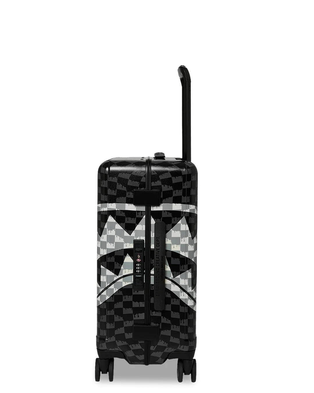 BLACK AND WHITE CHECK SHARK CARRY-ON LUGGAGE