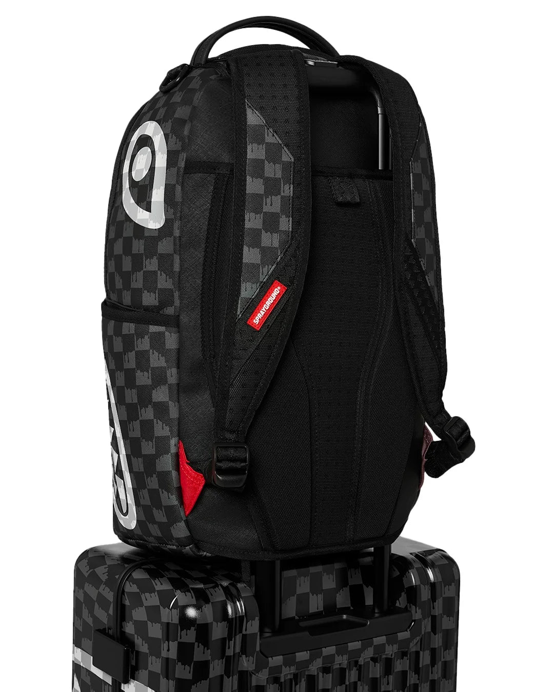 BLACK AND WHITE CHECK SHARK CARRY-ON LUGGAGE