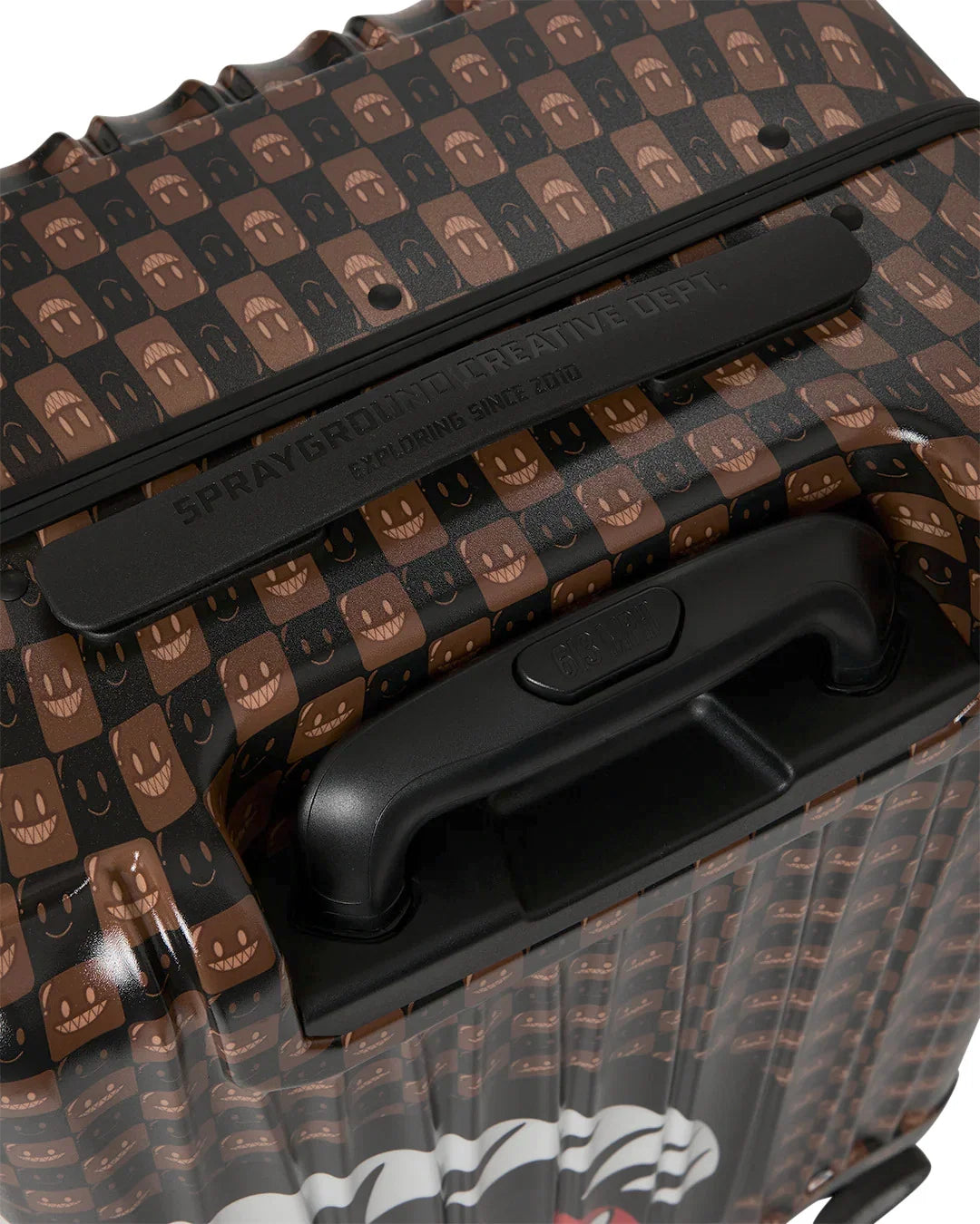 BROWN CHECK TOON SHARK CARRY-ON LUGGAGE