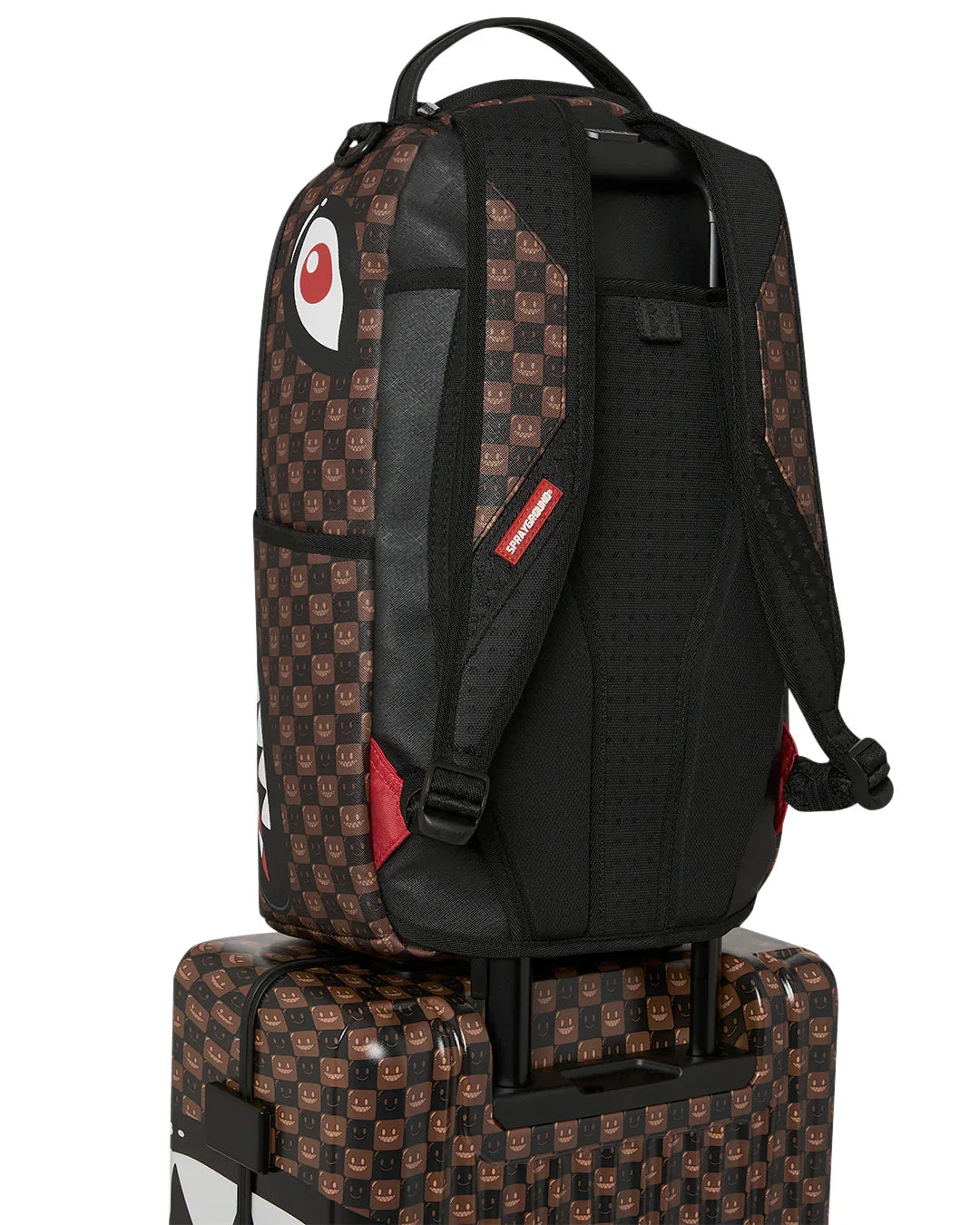 BROWN CHECK TOON SHARK CARRY-ON LUGGAGE