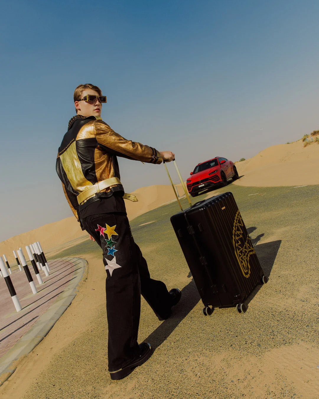 THAT GOLD DRAP LARGE HARD LUGGAGE