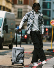 RED STENCIL SHARK CARRY-ON HARD LUGGAGE