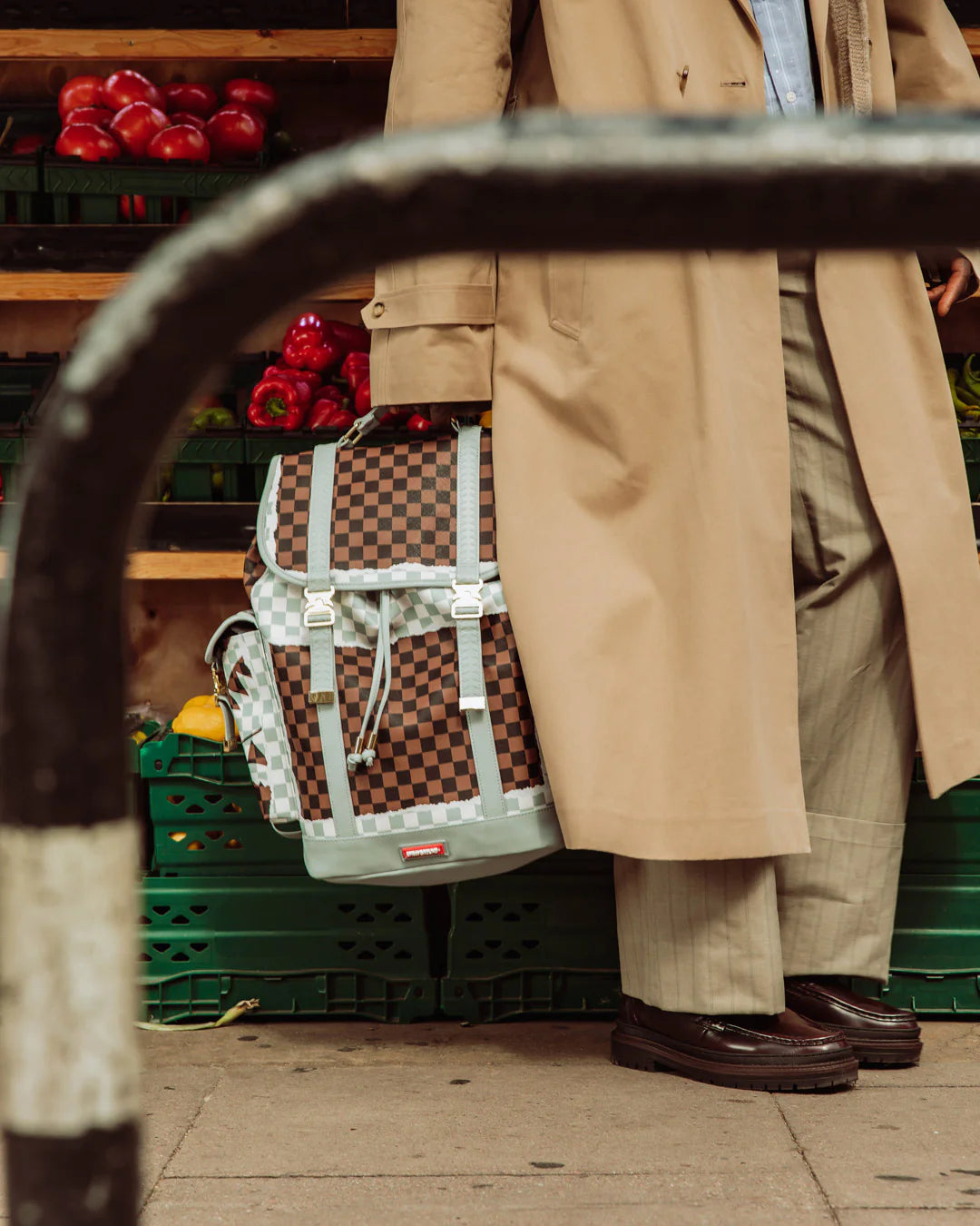 CREAM AND BROWN TEAR CHECK MONTE CARLO BACKPACK