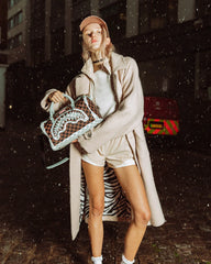 CREAM AND BROWN TEAR CHECK MINI DUFFLE