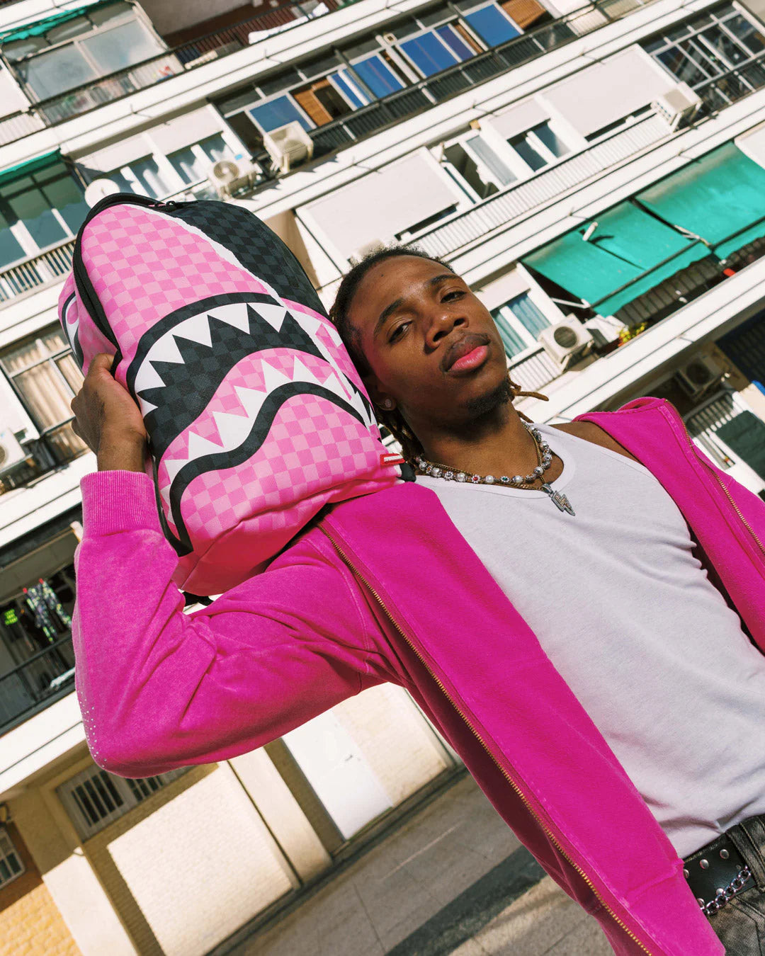 PINK AND BLACK TEAR SIP DLXSV BACKPACK