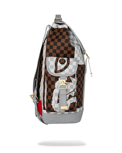 CREAM AND BROWN TEAR CHECK MONTE CARLO BACKPACK