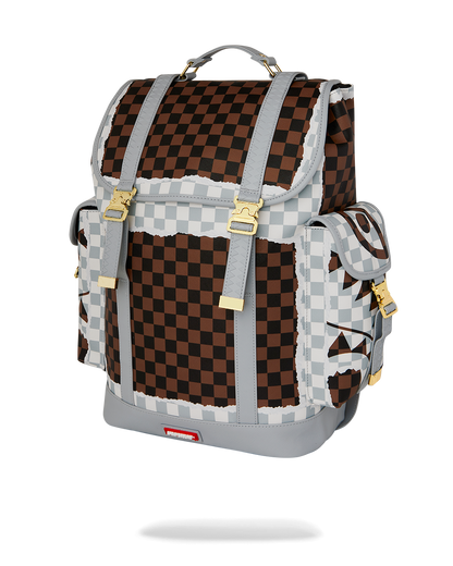CREAM AND BROWN TEAR CHECK MONTE CARLO BACKPACK