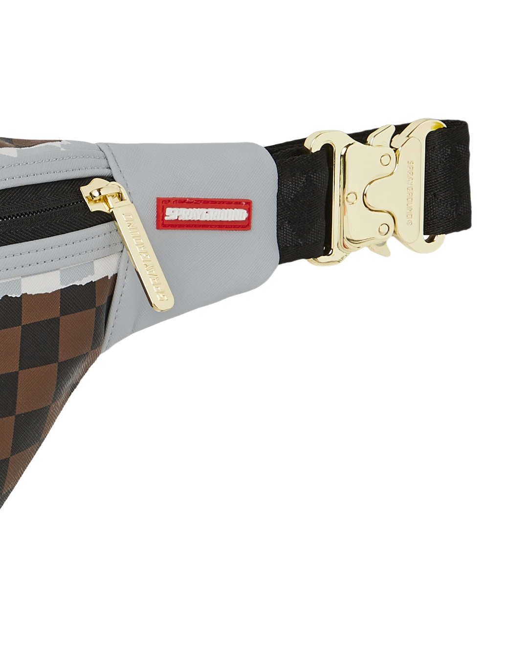 CREAM AND BROWN TEAR CHECK SAVVY CROSSBODY