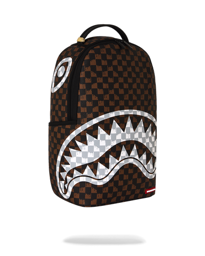 BROWN AND CREAM DRIP CHECK SHARK DLXSV BACKPACK