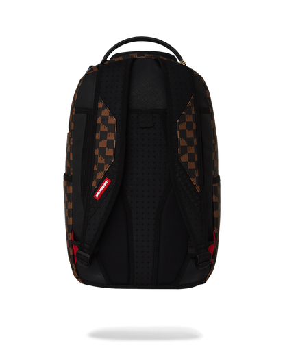 BROWN AND CREAM DRIP CHECK SHARK DLXSV BACKPACK