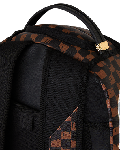 BROWN AND CREAM DRIP CHECK SHARK DLXSV BACKPACK