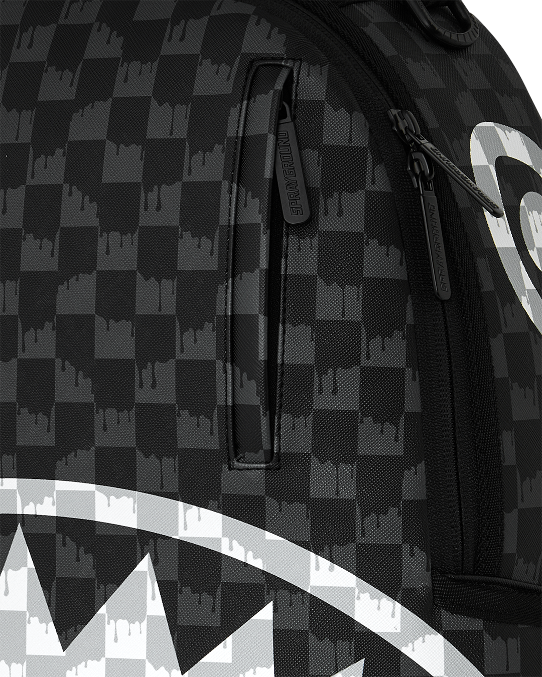 BLACK AND WHITE DRIP CHECK DLXSV BACKPACK