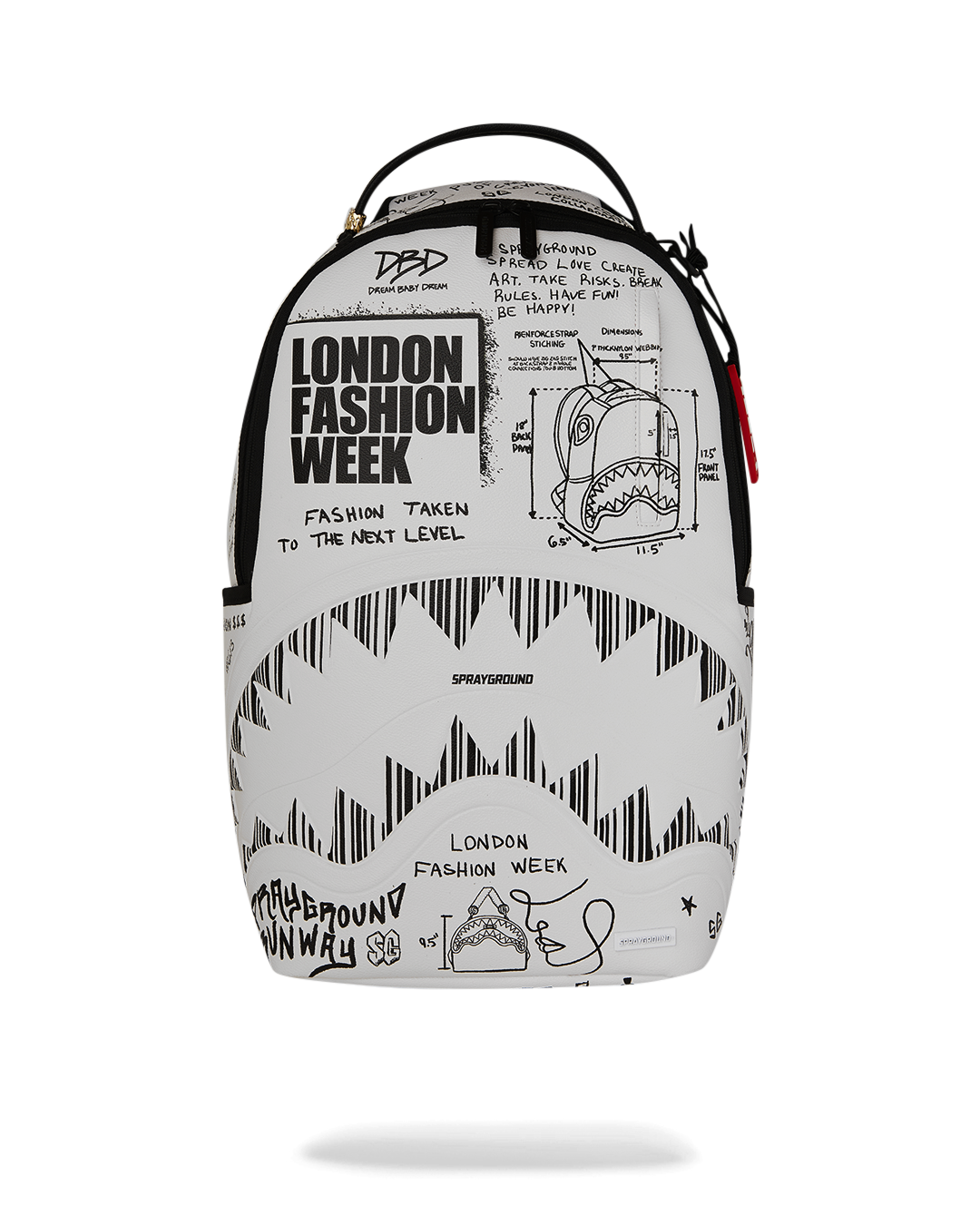 LONDON FASHION WEEK SKETCHED BLACK AND WHITE DLXSV BACKPACK