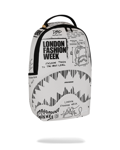 LONDON FASHION WEEK SKETCHED BLACK AND WHITE DLXSV BACKPACK