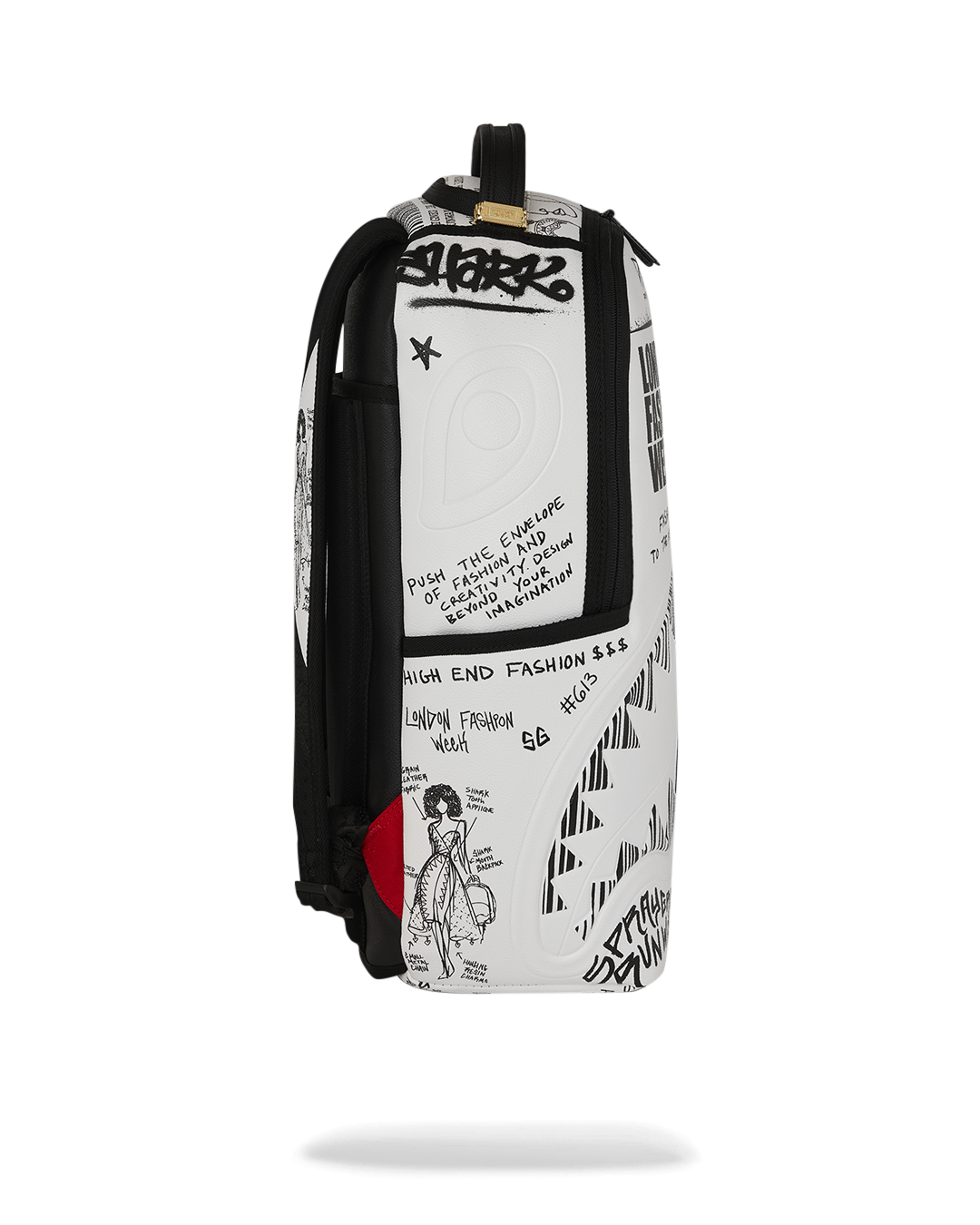 LONDON FASHION WEEK SKETCHED BLACK AND WHITE DLXSV BACKPACK