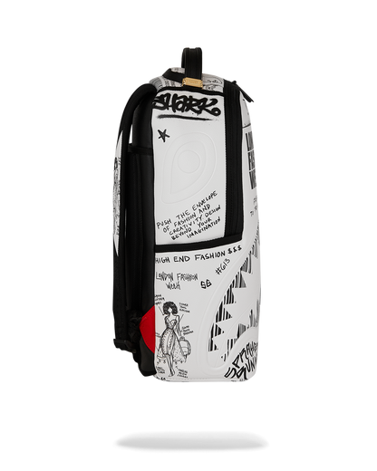LONDON FASHION WEEK SKETCHED BLACK AND WHITE DLXSV BACKPACK