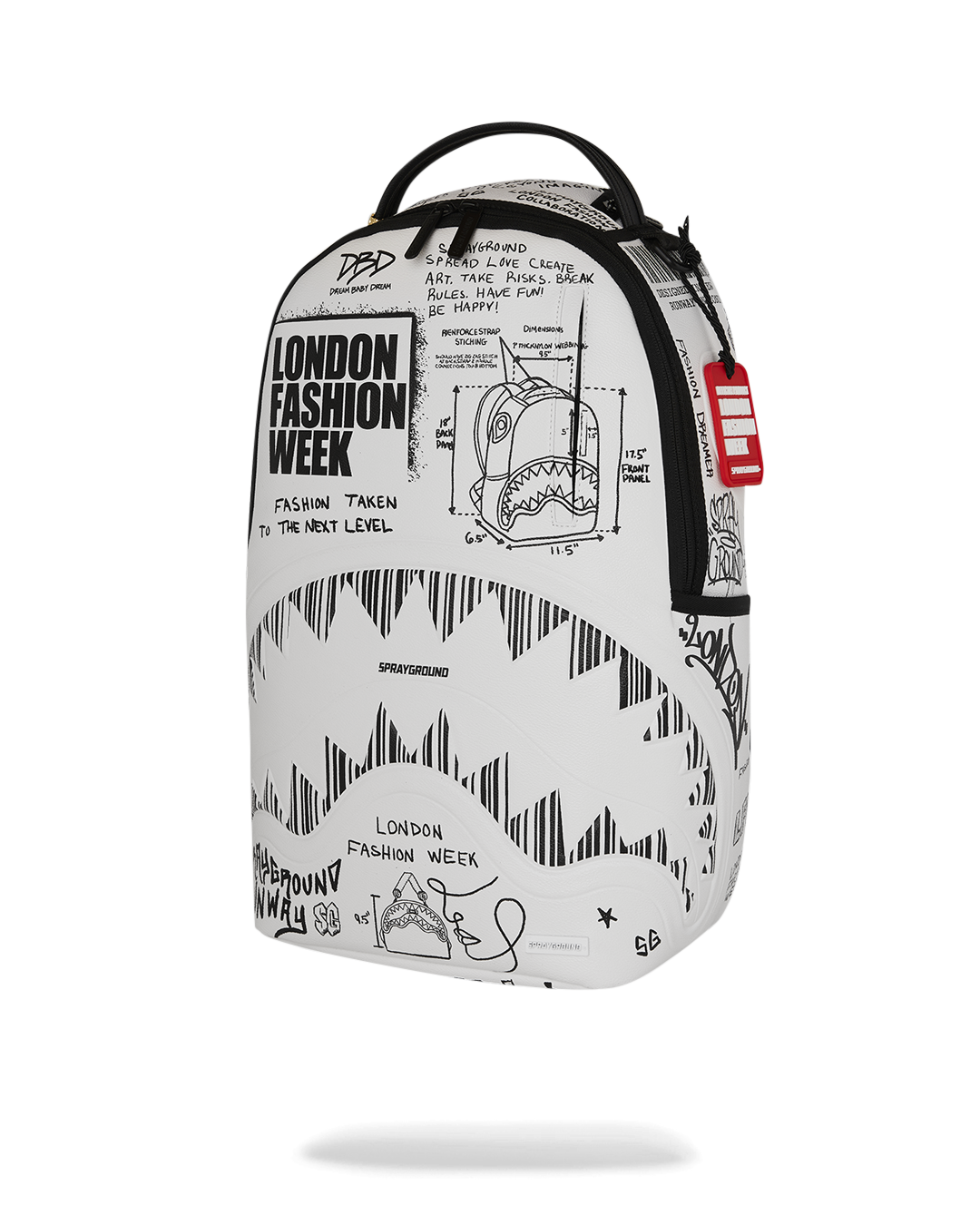 LONDON FASHION WEEK SKETCHED BLACK AND WHITE DLXSV BACKPACK