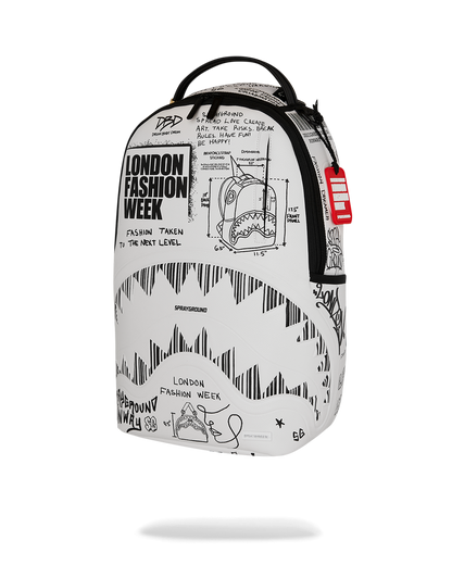 LONDON FASHION WEEK SKETCHED BLACK AND WHITE DLXSV BACKPACK