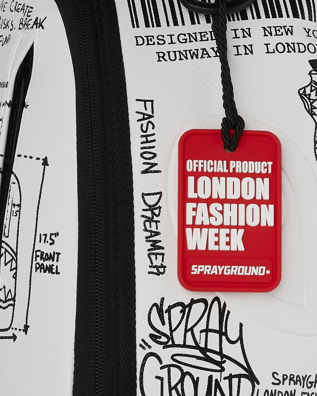 LONDON FASHION WEEK SKETCHED BLACK AND WHITE DLXSV BACKPACK