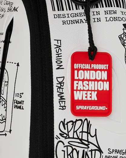 LONDON FASHION WEEK SKETCHED BLACK AND WHITE DLXSV BACKPACK