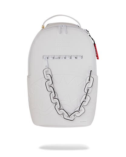 LONDON FASHION WEEK WHITE LEATHER CHAIN DLXSV BACKPACK