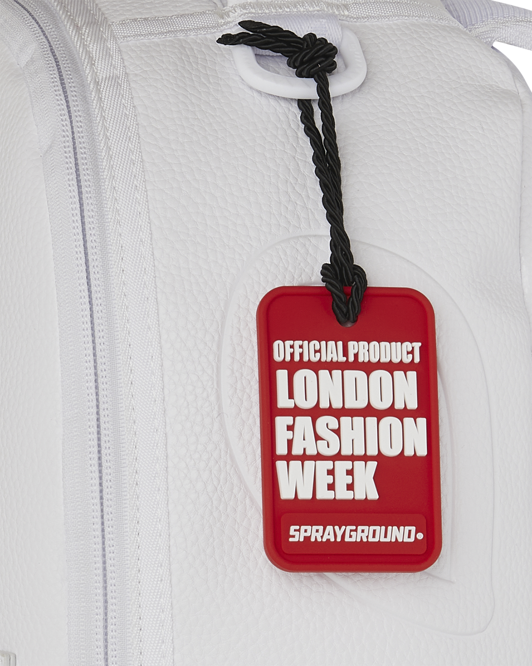 LONDON FASHION WEEK WHITE LEATHER CHAIN DLXSV BACKPACK