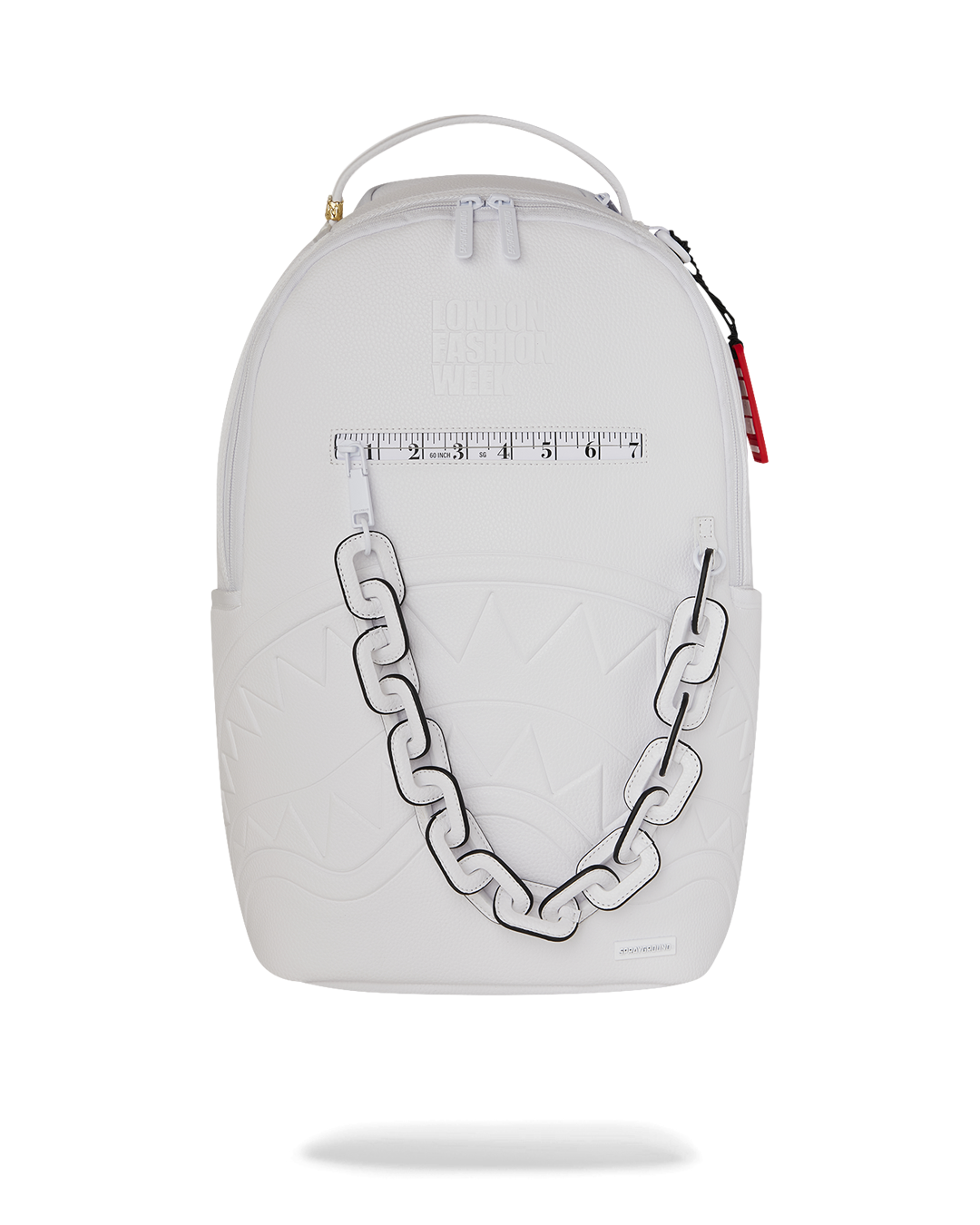 LONDON FASHION WEEK WHITE LEATHER CHAIN DLXSV BACKPACK