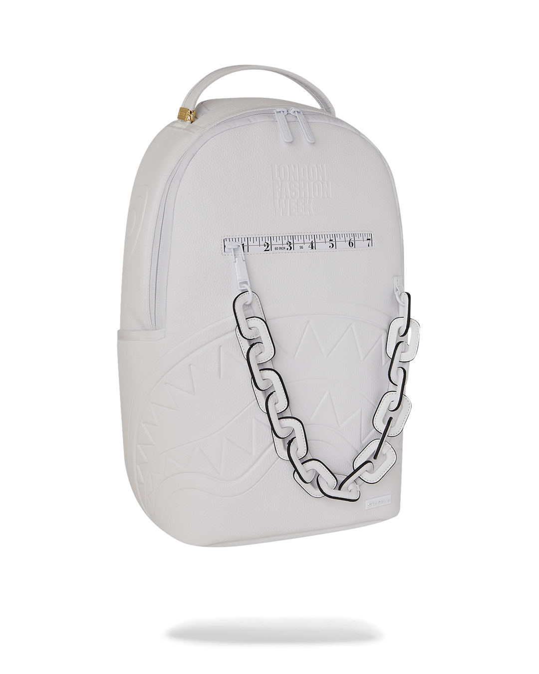 LONDON FASHION WEEK WHITE LEATHER CHAIN DLXSV BACKPACK