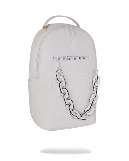 LONDON FASHION WEEK WHITE LEATHER CHAIN DLXSV BACKPACK