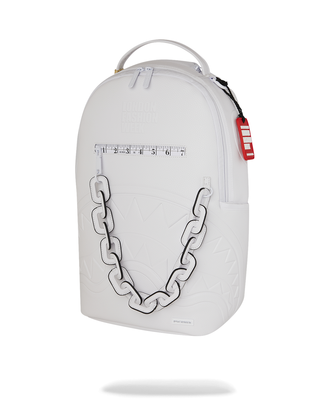 LONDON FASHION WEEK WHITE LEATHER CHAIN DLXSV BACKPACK