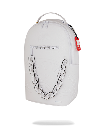 LONDON FASHION WEEK WHITE LEATHER CHAIN DLXSV BACKPACK