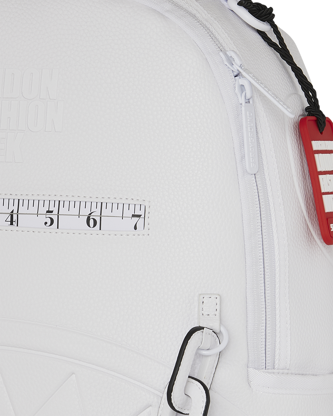 LONDON FASHION WEEK WHITE LEATHER CHAIN DLXSV BACKPACK