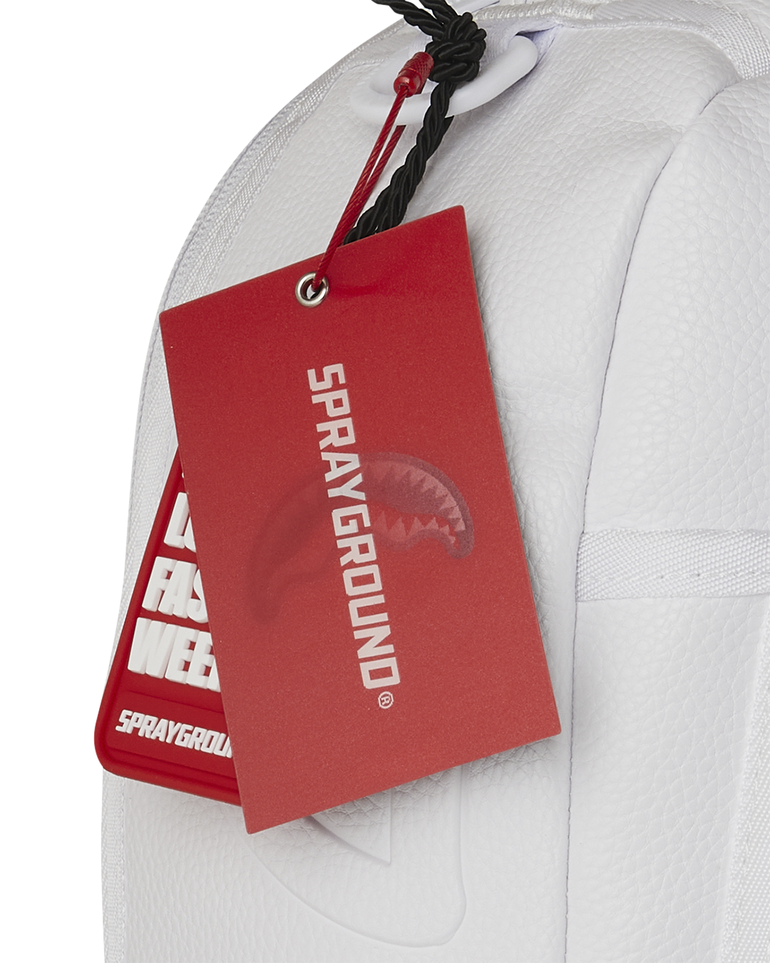 LONDON FASHION WEEK WHITE LEATHER CHAIN DLXSV BACKPACK