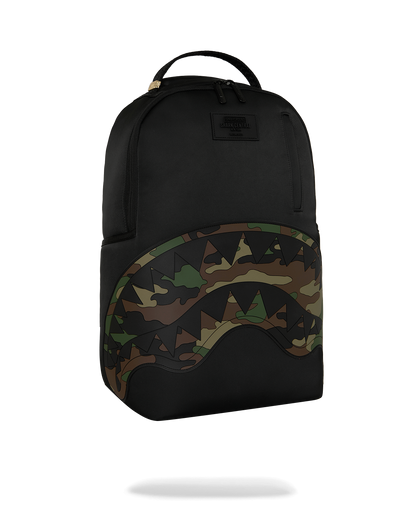 SHARK CENTRAL BLACK NYLON CAMO EMBOSSED SHARK DLXSR BACKPACK