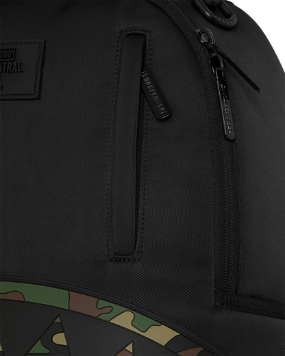SHARK CENTRAL BLACK NYLON CAMO EMBOSSED SHARK DLXSR BACKPACK