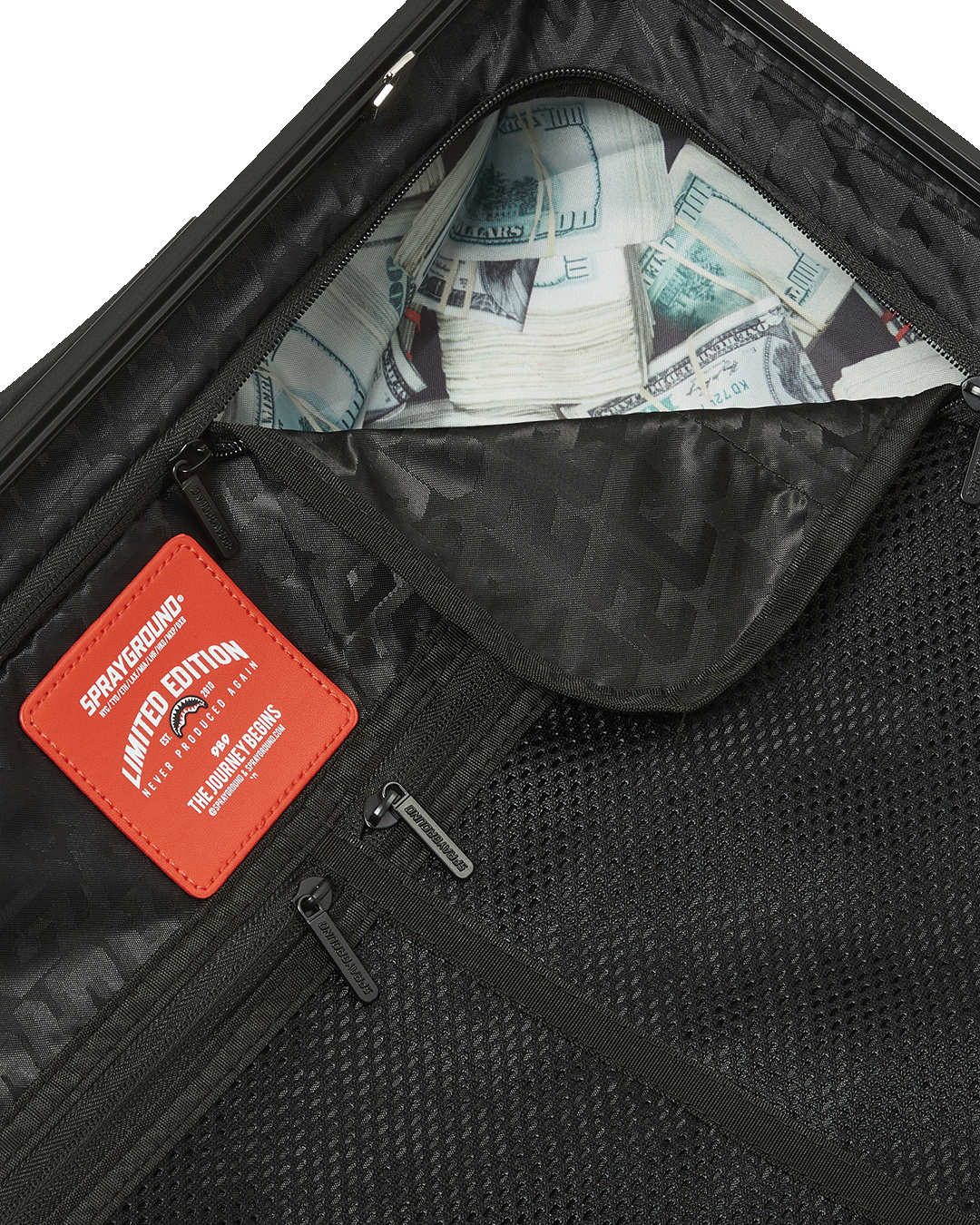 RED STENCIL SHARK CARRY-ON HARD LUGGAGE